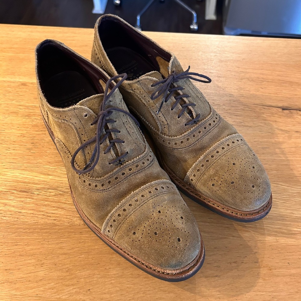 Allen Edmonds Joseph Abboud Shoes Mens 11D Suede Wingtip Oxford Dainite Cap Toe
